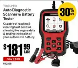 SuperCheap Auto Toolpro Auto Diagnostic Scanner & Battery Tester offer