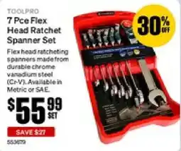 SuperCheap Auto Toolpro 7 Pce Flex Head Ratchet Spanner Set offer