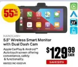 SuperCheap Auto Nanocam+ 5.5" Wireless Smart Monitor with Dual Dash Cam offer