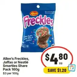 IGA Allen's Freckles, Jaffas or Nestlé Smarties Share Pack offer