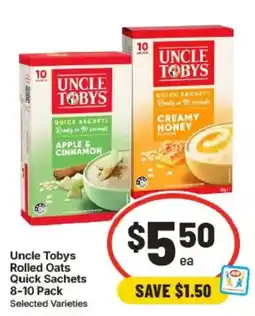 IGA Uncle Tobys Rolled Oats Quick Sachets offer