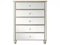 Wallace Mirrored 5 Drawer Tallboy