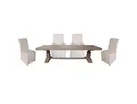 LivingStyles Cognac 11 Piece Pine Timber Trestle Dining Table Set, 305cm offer