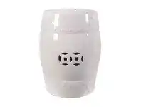 Qingping Ceramic Drum Stool, White