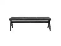 LivingStyles Cuban Oak Timber Ottoman Bench, Black offer