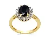 Bevilles Jewellery 9ct Yellow Gold 0.40ct Diamond & Sapphire Ring offer