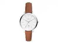 Bevilles Jewellery Fossil Ladies Jacqueline White Face Brown Leather Band Model ES4368 offer