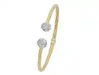Bevilles Jewellery 9ct Yellow Gold Silver Filled Crystal Ball Bangle offer