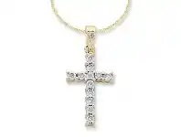 Bevilles Jewellery 9ct Yellow Gold Diamond Set Cross Necklace offer