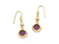 Bevilles Jewellery 9ct Yellow Gold Silver Infused Purple Crystal Earrings offer