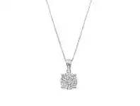 Bevilles Jewellery Solitaire Look Necklace with 1/5ct of Diamonds in 10ct White Gold offer