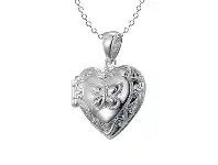 Bevilles Jewellery Children&#039;s Sterling Silver Engraved Heart Locket with Butterfly offer