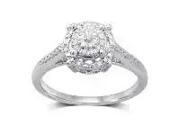 Bevilles Jewellery Martina Solitaire Look Halo Ring with 0.10ct of Diamonds in Sterling Silver offer