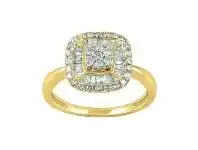 Bevilles Jewellery 9ct Yellow Gold 0.52ct Diamond Brilliant and Baguette Ring offer