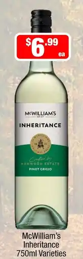 Liquor Stax McWilliam's Inheritance Pinot Grigio Varieties offer
