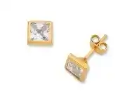 Bevilles Jewellery 9ct Yellow Gold Silver Filled Cubic Zirconia Studs offer