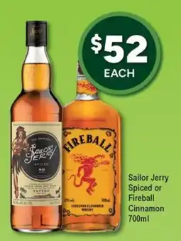 Bottler Sailor Jerry Spiced or Fireball Cinnamon offer