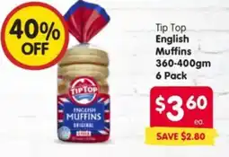 Spar Tip Top English Muffins offer