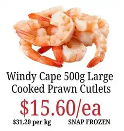 Farmer Jack's Windy Cape Cooked Prawn Cutlets offer