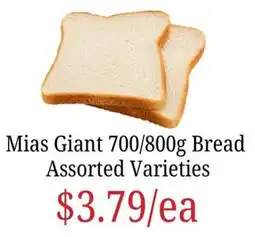 Farmer Jack's Mias Giant Bread Assorted Varieties offer