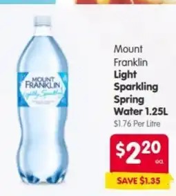 Spar Mount Franklin Light Sparkling Spring Water offer