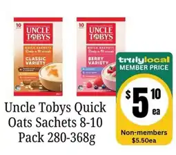Farmer Jack's Uncle tobys quick oats sachets offer