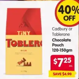 Spar Tiny Toblerone Chocolate Pouch offer