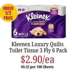 Farmer Jack's Kleenex Luxury Quilts Toilet Tissue offer