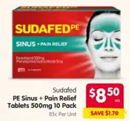 Spar Sudafed PE Sinus + Pain Relief Tablets offer