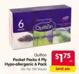 Spar Quilton Pocket Packs 4 Ply Hypo-allergenic offer