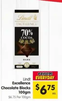 Spar Lindt Excellence Chocolate Blocks offer