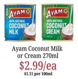 Farmer Jack's Ayam Coconut Milk or Cream offer