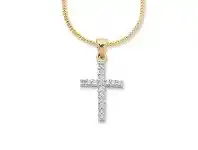 Bevilles Jewellery 9ct Yellow Gold Diamond Cross Necklace offer