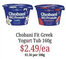 Farmer Jack's Chobani Fit Greek Yogurt Tub offer