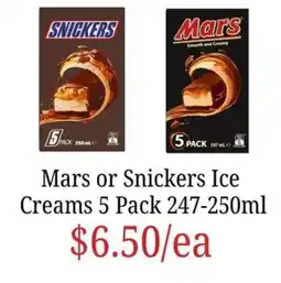 Farmer Jack's Mars or Snickers Ice Creams offer