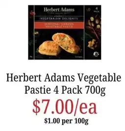 Farmer Jack's Herbert Adams Vegetable Pastie offer