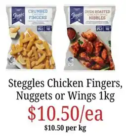 Farmer Jack's Steggles Chicken Fingers, Nuggets or Wings offer