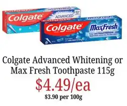 Farmer Jack's Colgate Advanced Whitening Toothpaste offer