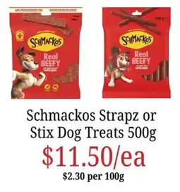 Farmer Jack's Schmackos Strapz or Stix Dog Treats offer