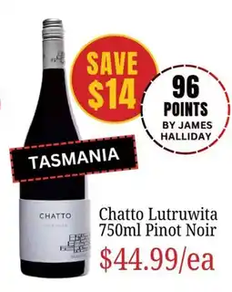 Farmer Jack's Chatto Lutruwita Pinot Noir offer