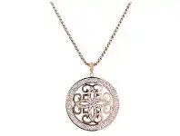 Bevilles Jewellery Rose Stainless Steel Pave Crystal Disc Necklace offer