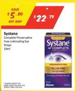 Chemist Outlet Systane Complete Preservative Free Lubricating Eye Drops offer