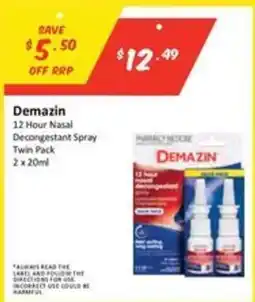 Chemist Outlet Demazin 12 Hour Nasal Decongestant Spray offer