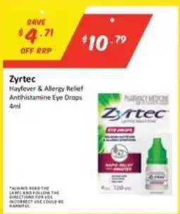 Chemist Outlet Zyrtec Hayfever & Allergy Relief Antihistamine Eye Drops offer
