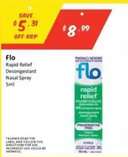 Chemist Outlet Flo Rapid Relief Decongestant Nasal Spray offer