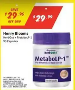 Chemist Outlet Henry Blooms HerbGut + MetabolP-1 offer