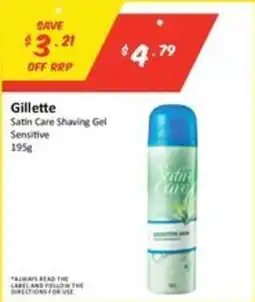 Chemist Outlet Gillette Satin Care Shaving Gel Sensitive offer
