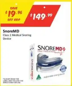 Chemist Outlet SnoreMD Class 1 Medical Snoring Device offer