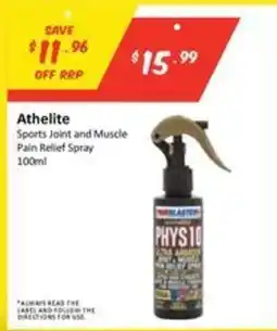 Chemist Outlet Athelite Sports Joint and Muscle Pain Relief Spray offer
