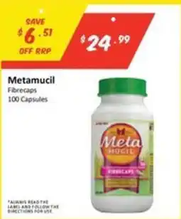Chemist Outlet Metamucil Fibrecaps offer